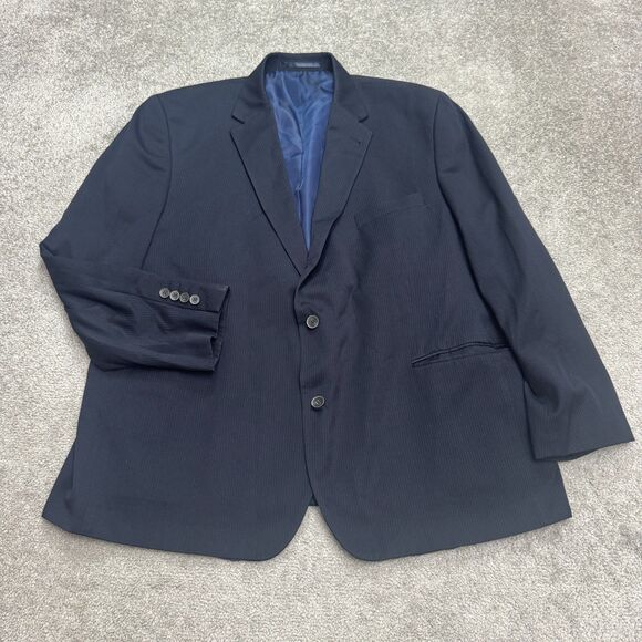 Canda Regular Fit Suit Blazer Jacket Mens 46 Short Navy Blue Pinstriped Workwear - Picture 1 of 13